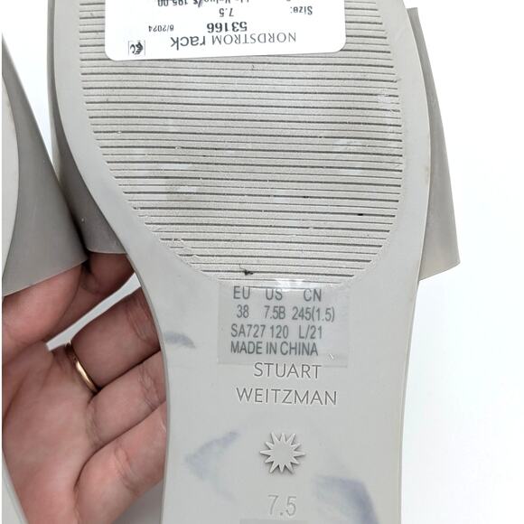 Stuart Weitzman Summer Flat Sandals Slip-On Women's Gray Size US7.5B EU38 - Picture 9 of 12